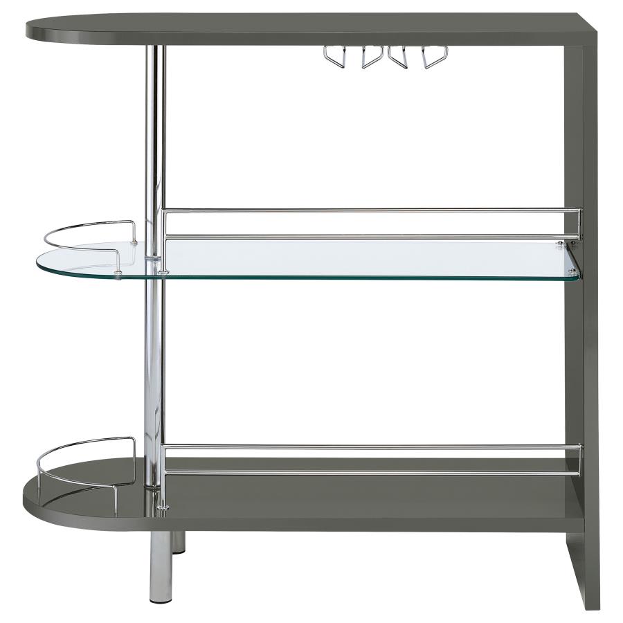 (image for) Adolfo Rectangular 2-tier Home Bar Table Grey High Gloss