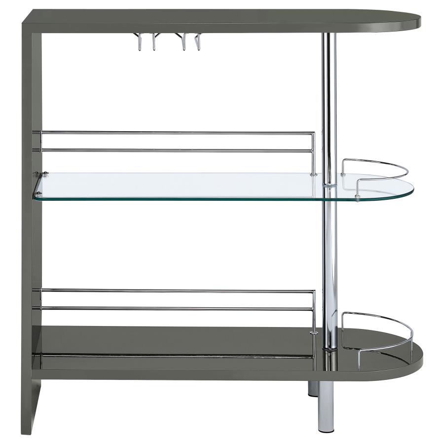 (image for) Adolfo Rectangular 2-tier Home Bar Table Grey High Gloss