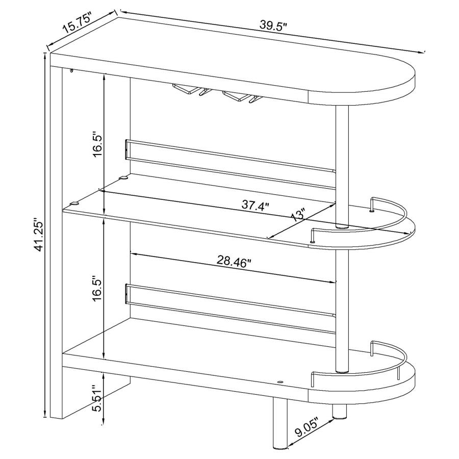 (image for) Adolfo Rectangular 2-tier Home Bar Table Grey High Gloss