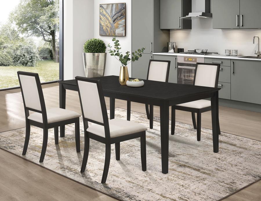 (image for) Louise 5-piece Rectangular Extension Leaf Dining Set Black