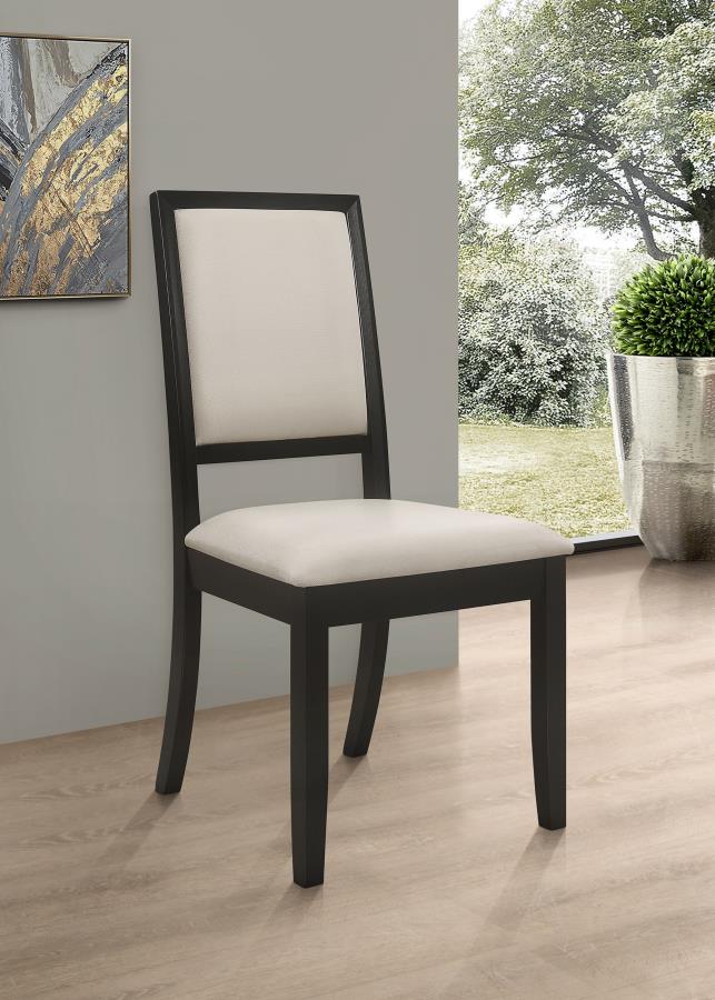 (image for) Louise Upholstered Wood Dining Side Chair Black (Set of 2)