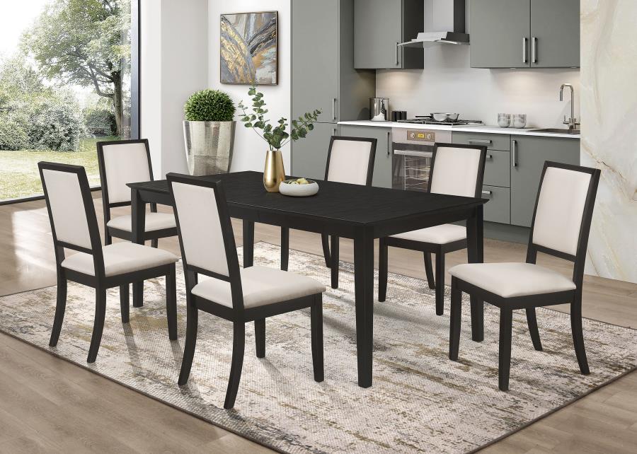 (image for) Louise Upholstered Wood Dining Side Chair Black (Set of 2)