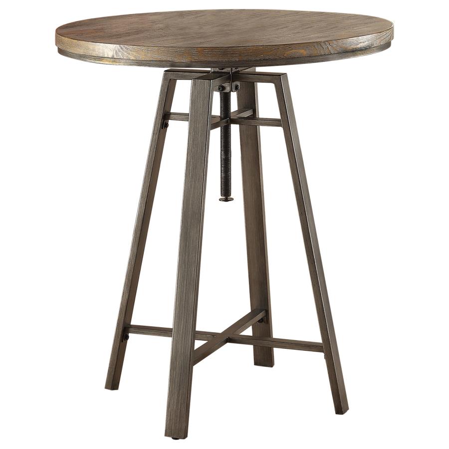 (image for) Bartlett Round 32-inch Adjustable Bar Table Brushed Nutmeg