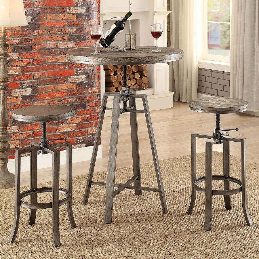 (image for) Bartlett Round 32-inch Adjustable Bar Table Brushed Nutmeg