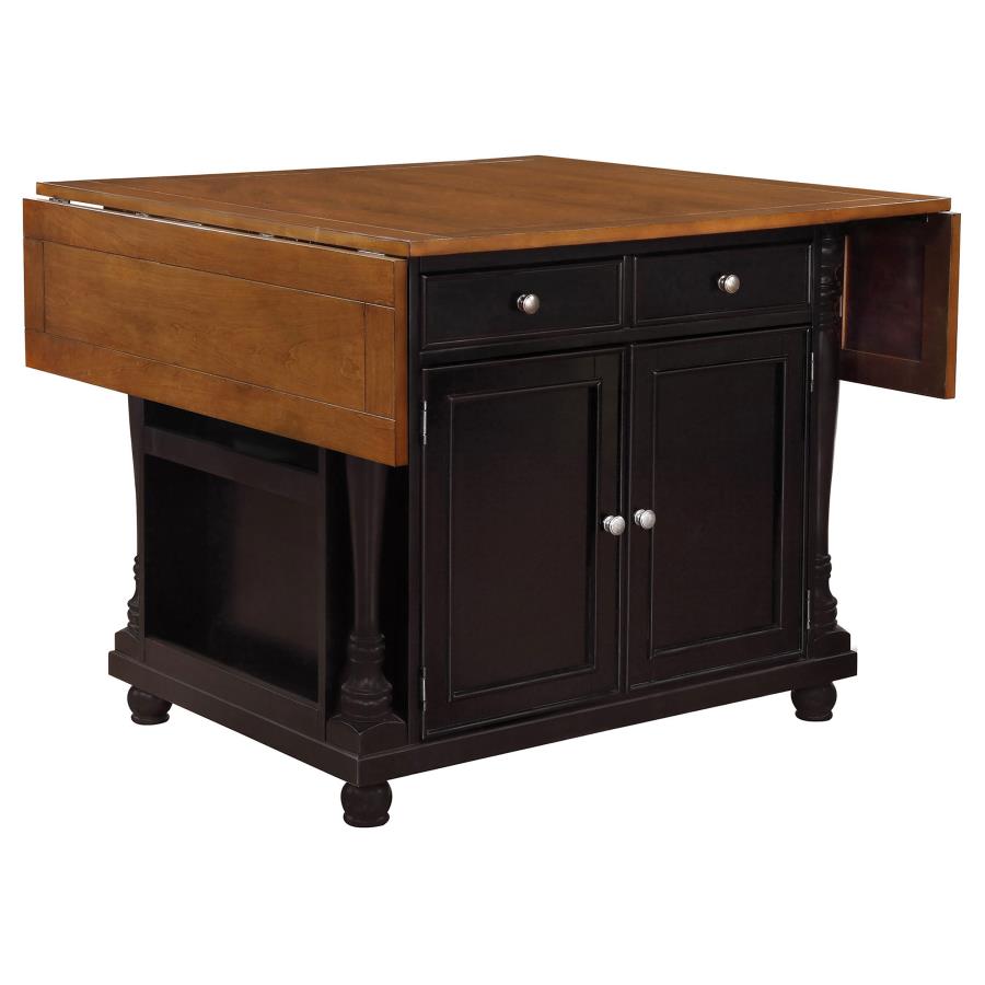 (image for) Slater 2-drawer Drop Leaf Kitchen Island Table Black