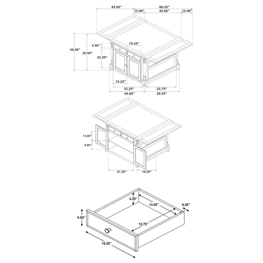 (image for) Slater 2-drawer Drop Leaf Kitchen Island Table Black