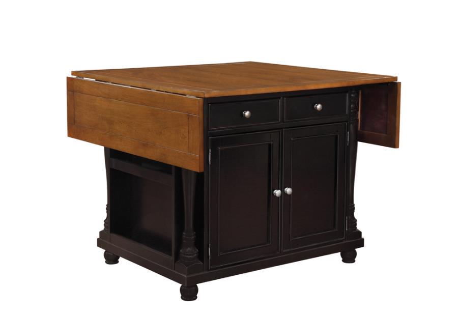 (image for) Slater 2-drawer Drop Leaf Kitchen Island Table Black