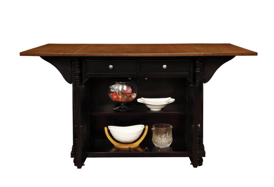 (image for) Slater 2-drawer Drop Leaf Kitchen Island Table Black