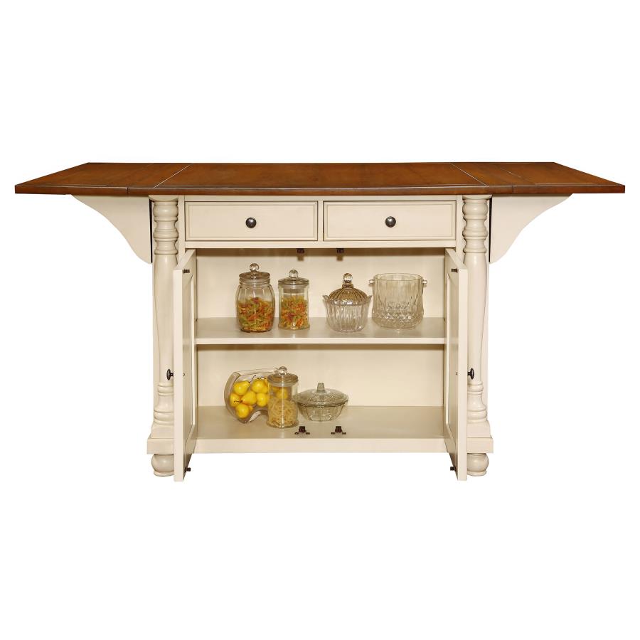 (image for) Slater 2-drawer Drop Leaf Kitchen Island Table Buttermilk