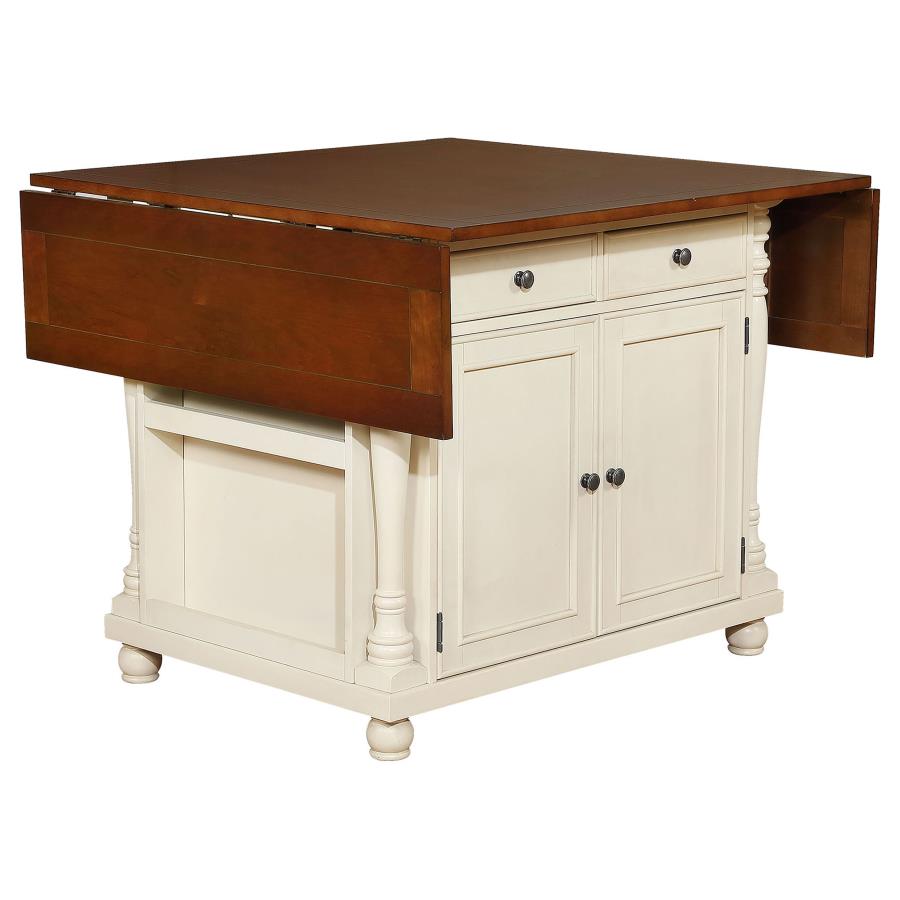 (image for) Slater 2-drawer Drop Leaf Kitchen Island Table Buttermilk