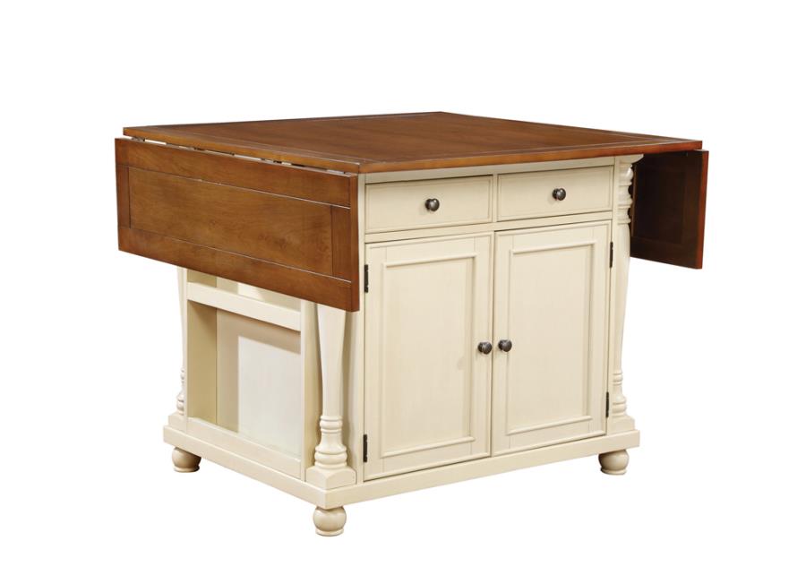 (image for) Slater 2-drawer Drop Leaf Kitchen Island Table Buttermilk