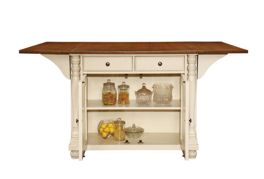 (image for) Slater 2-drawer Drop Leaf Kitchen Island Table Buttermilk