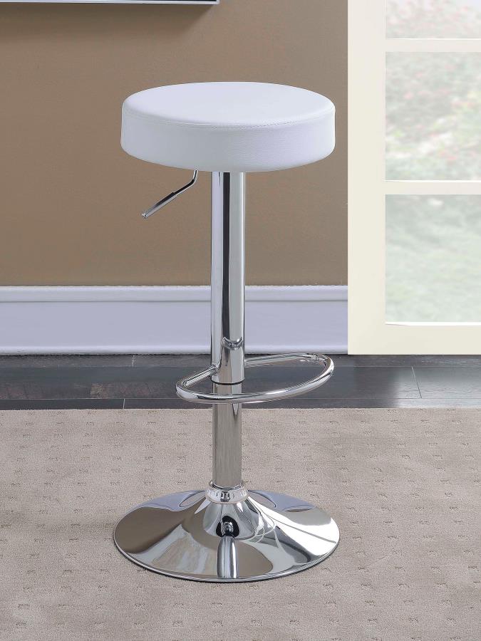 (image for) Ramses Adjustable Backless Bar Stool Chrome and White