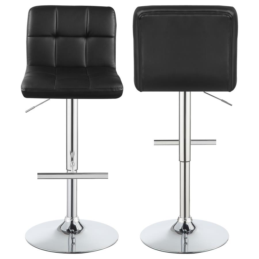 (image for) Lenny Upholstered Adjustable Bar Stool Black (Set of 2)