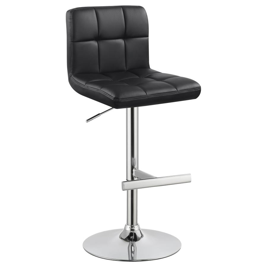 (image for) Lenny Upholstered Adjustable Bar Stool Black (Set of 2)