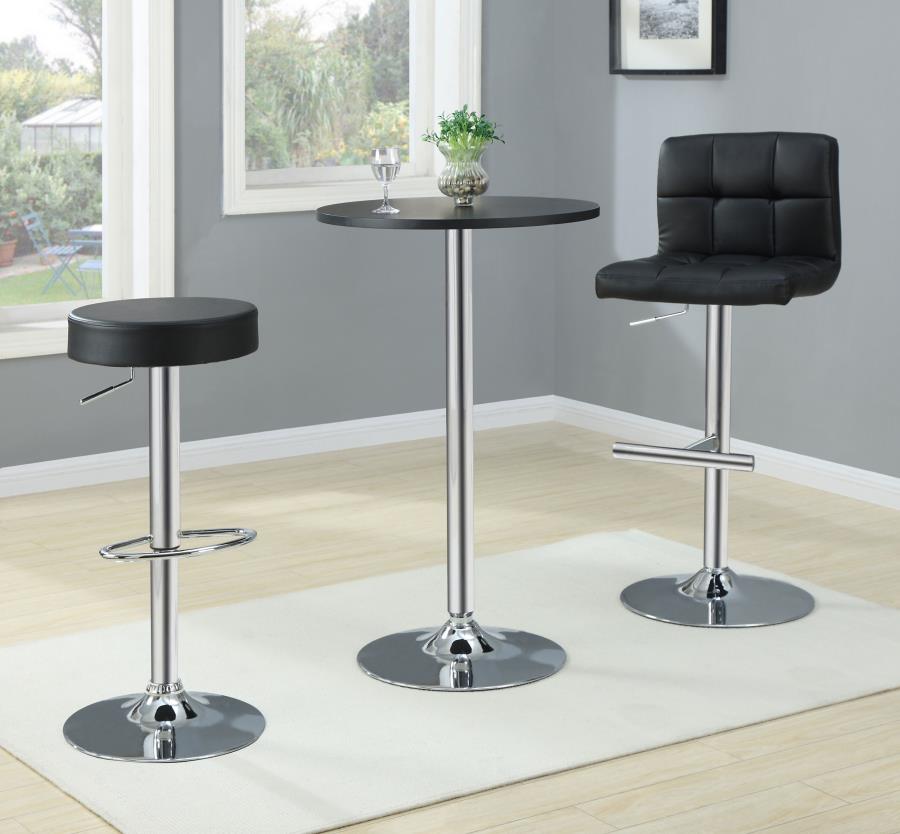 (image for) Lenny Upholstered Adjustable Bar Stool Black (Set of 2)