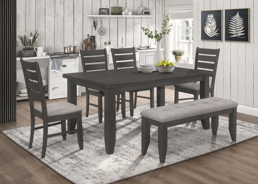 (image for) Dalila Rectangular 66-inch Wood Dining Table Dark Grey