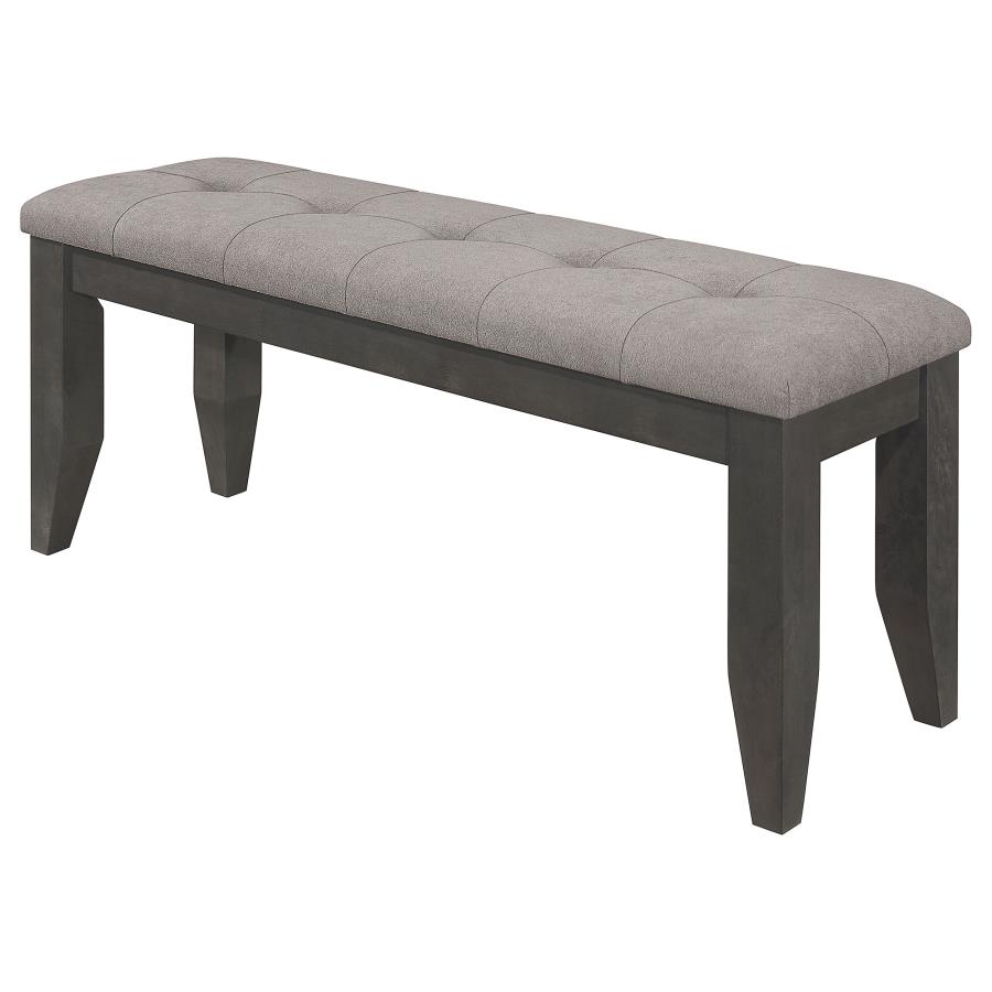 (image for) Dalila Fabric Upholstered Wood Dining Bench Dark Grey