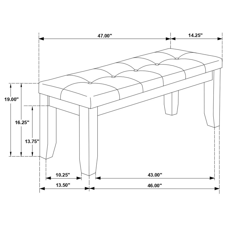 (image for) Dalila Fabric Upholstered Wood Dining Bench Dark Grey