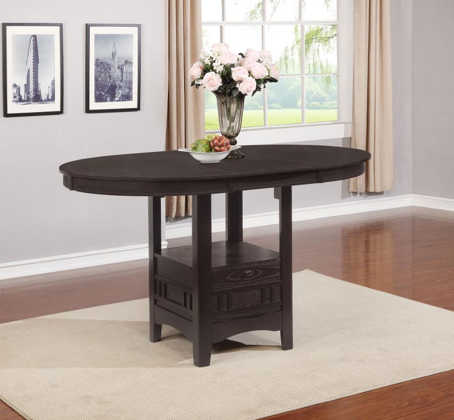 (image for) Lavon Oval 60-inch Extension Counter Dining Table Espresso - Click Image to Close