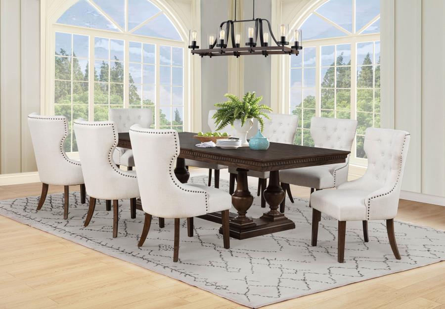 (image for) Ridgewell 9-piece Rectangular Trestle Dining Set Dark Oak