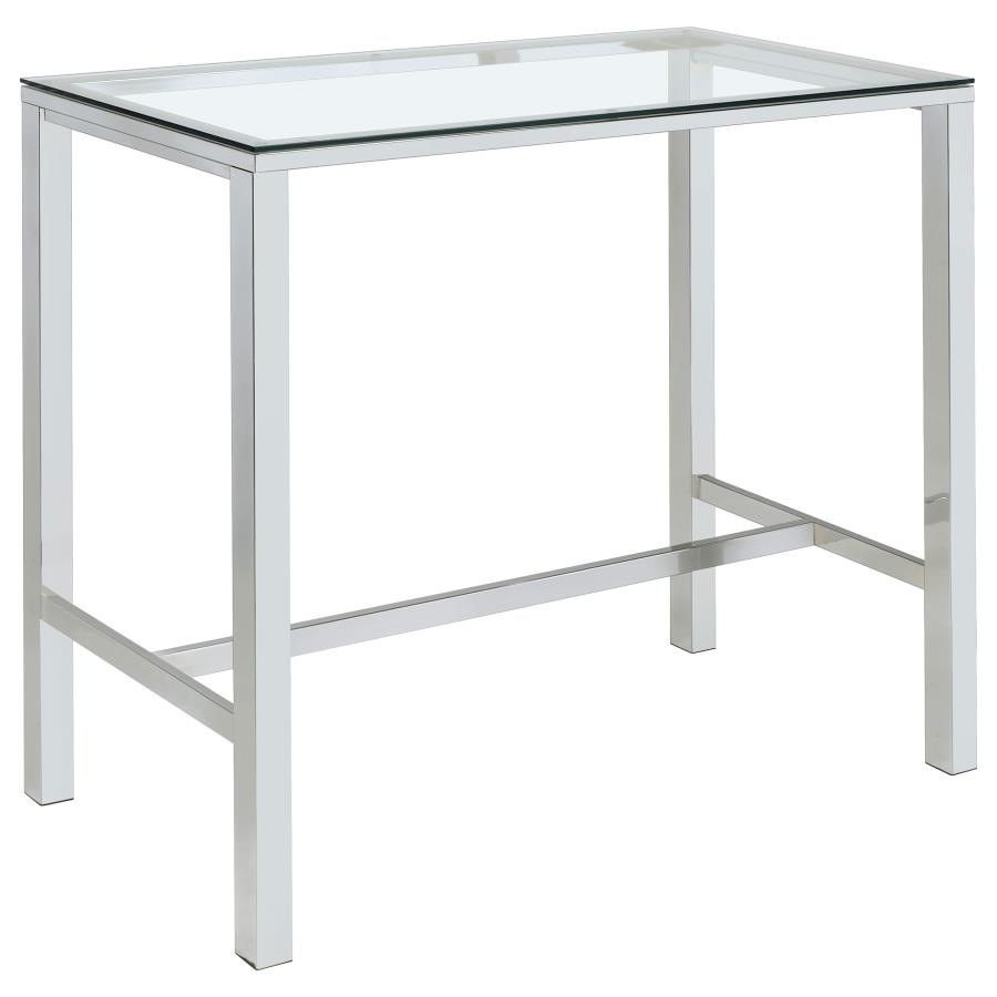 (image for) Tolbert Rectangular 47-inch Glass Top Pub Bar Table Chrome