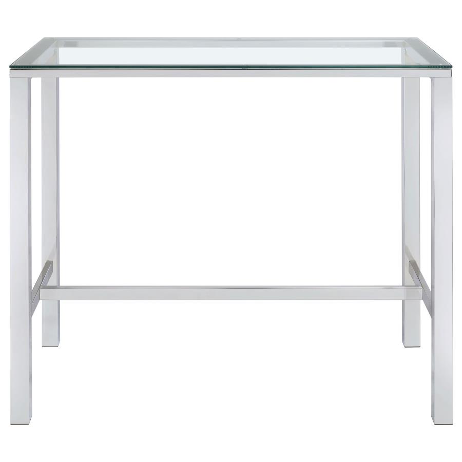 (image for) Tolbert Rectangular 47-inch Glass Top Pub Bar Table Chrome