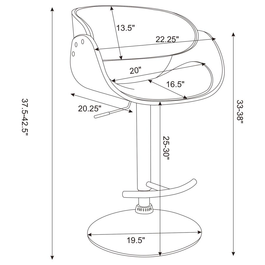 (image for) Dana Adjustable Bar Stool Black and Chrome