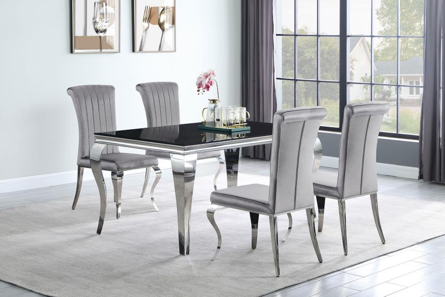 (image for) Carone 5-piece 61" Rectangular Black Glass Dining Set Grey