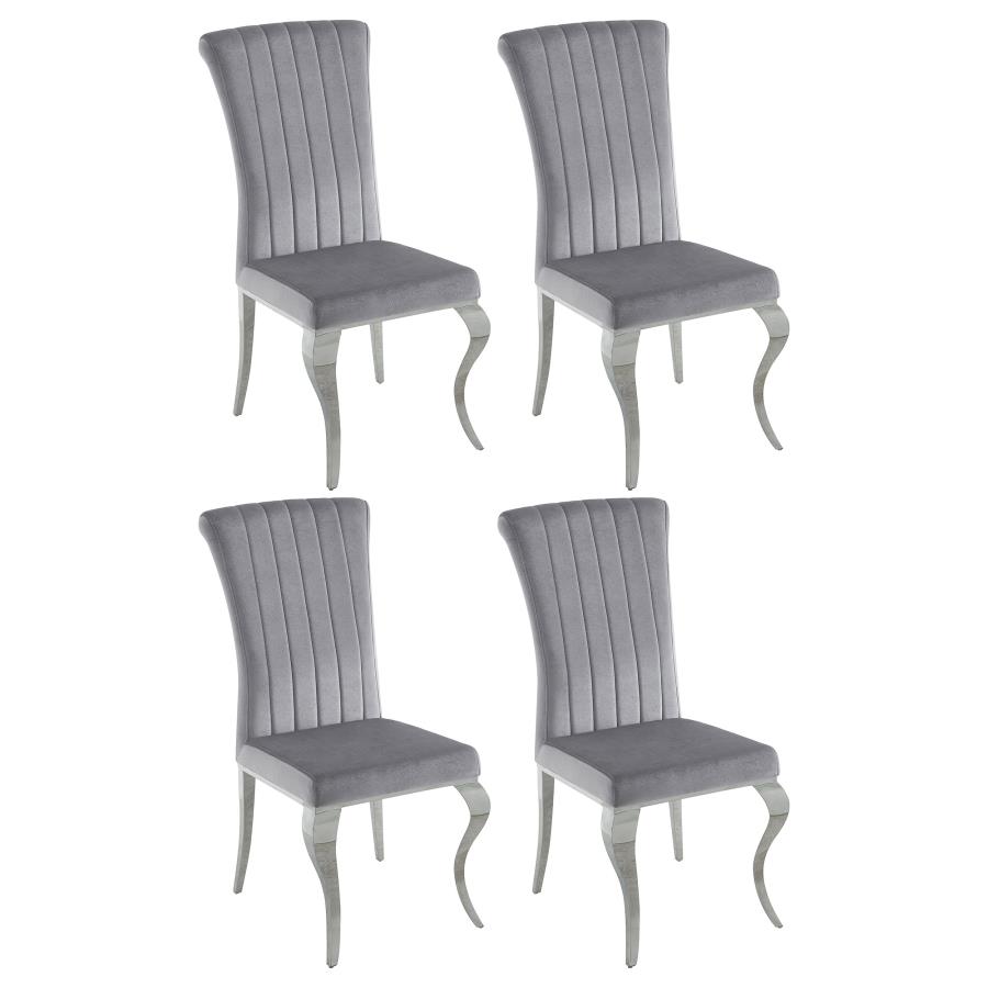 (image for) Betty Velvet Upholstered Dining Side Chair Grey (Set of 4)