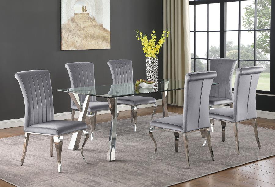 (image for) Betty Velvet Upholstered Dining Side Chair Grey (Set of 4)