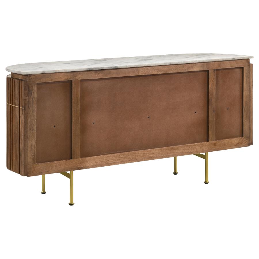 (image for) Ortega 4-door Marble Top Sideboard Buffet Cabinet Natural