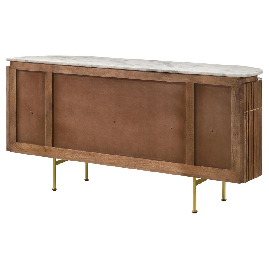 (image for) Ortega 4-door Marble Top Sideboard Buffet Cabinet Natural