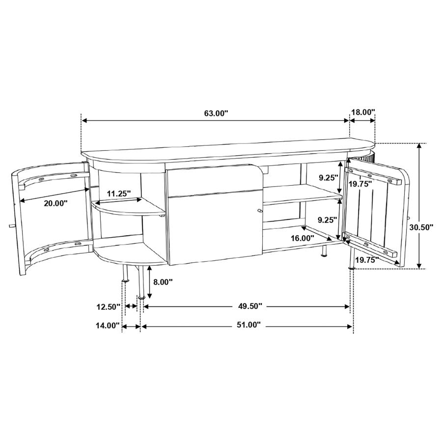 (image for) Ortega 4-door Marble Top Sideboard Buffet Cabinet Natural