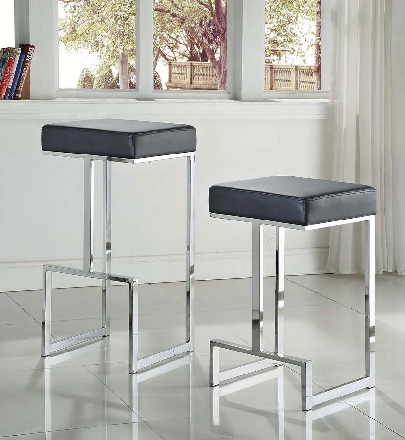 (image for) Gervase Square Counter Height Stool Black and Chrome