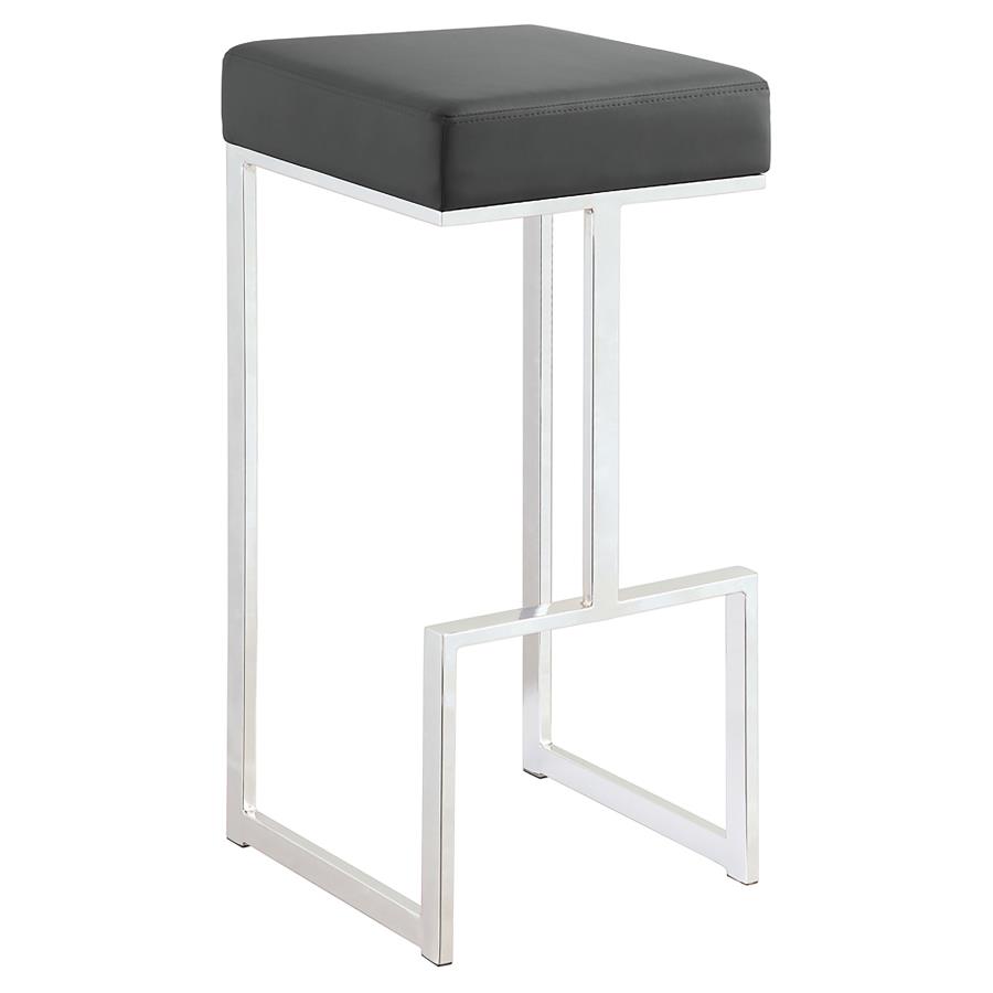 (image for) Gervase Square Bar Stool Grey and Chrome