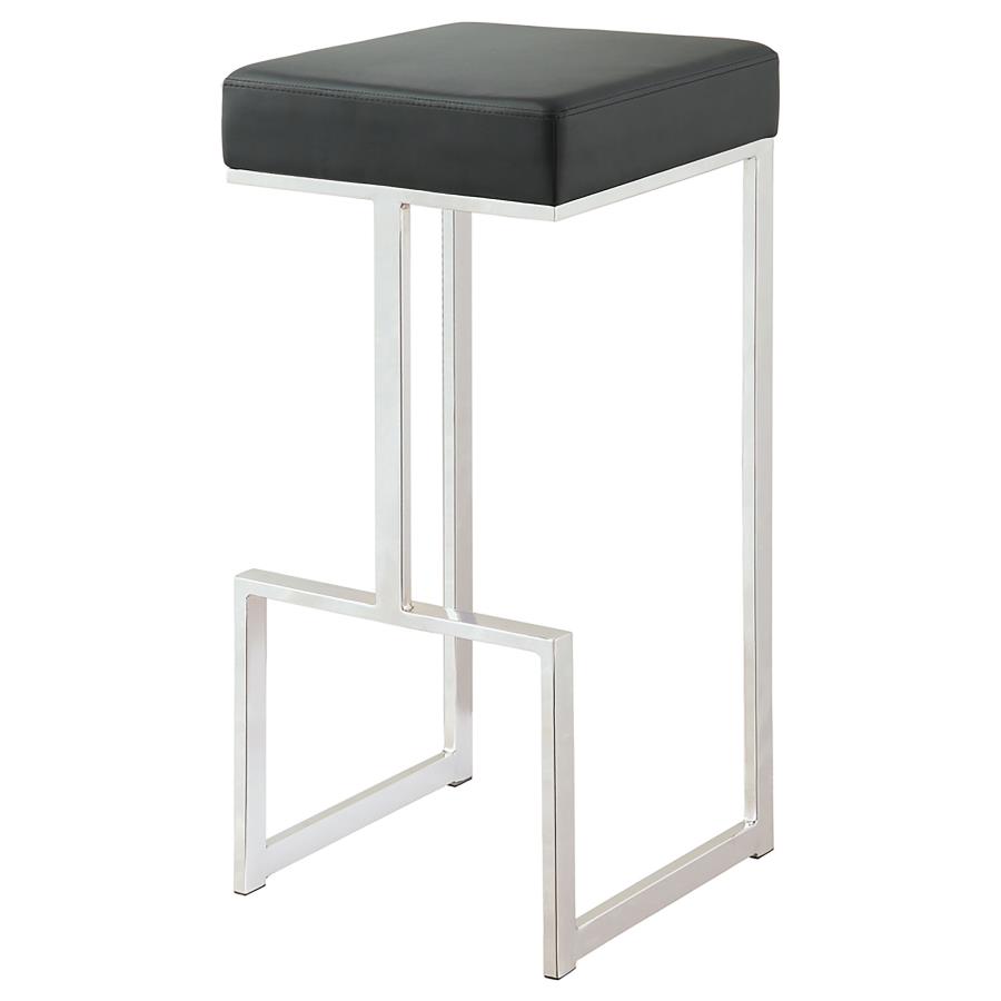 (image for) Gervase Square Bar Stool Black and Chrome - Click Image to Close