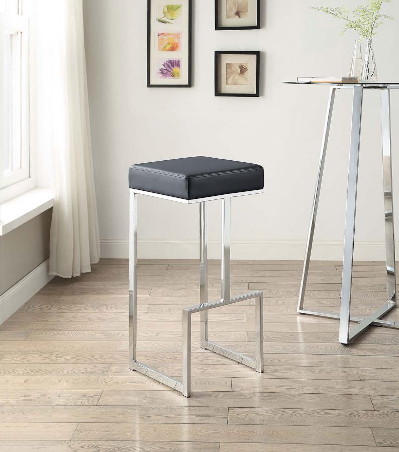 (image for) Gervase Square Bar Stool Black and Chrome