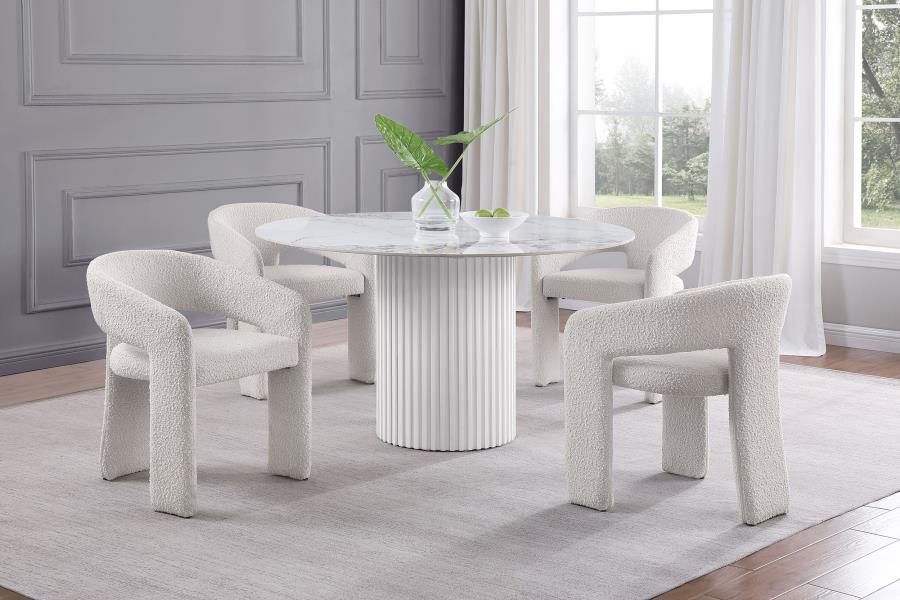 (image for) Acadia Round 53-inch Sintered Stone Top Dining Table White