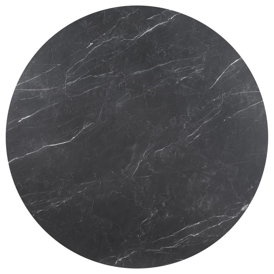 (image for) Camden 5-piece Round Faux Marble Top Dining Table Set Black