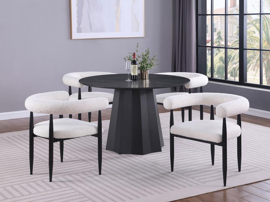 (image for) Camden Round 48-inch Faux Marble Top Dining Table Black