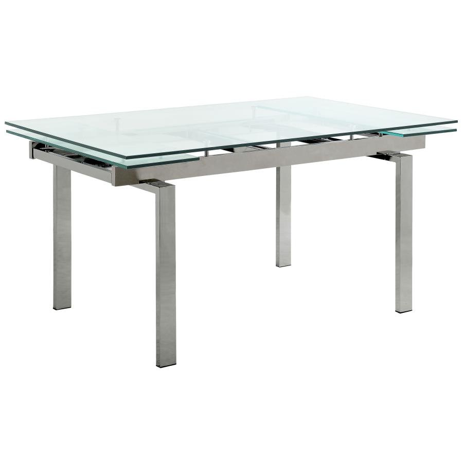 (image for) Wexford 87-inch Glass Top Extension Leaf Dining Table Chrome