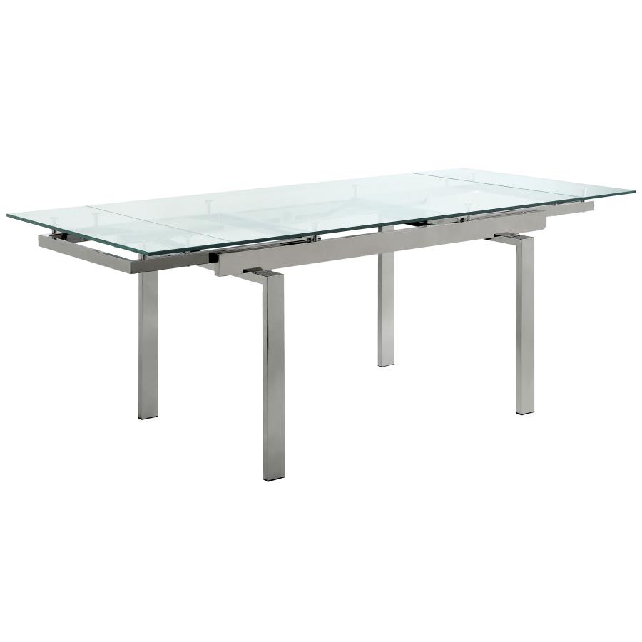 (image for) Wexford 87-inch Glass Top Extension Leaf Dining Table Chrome