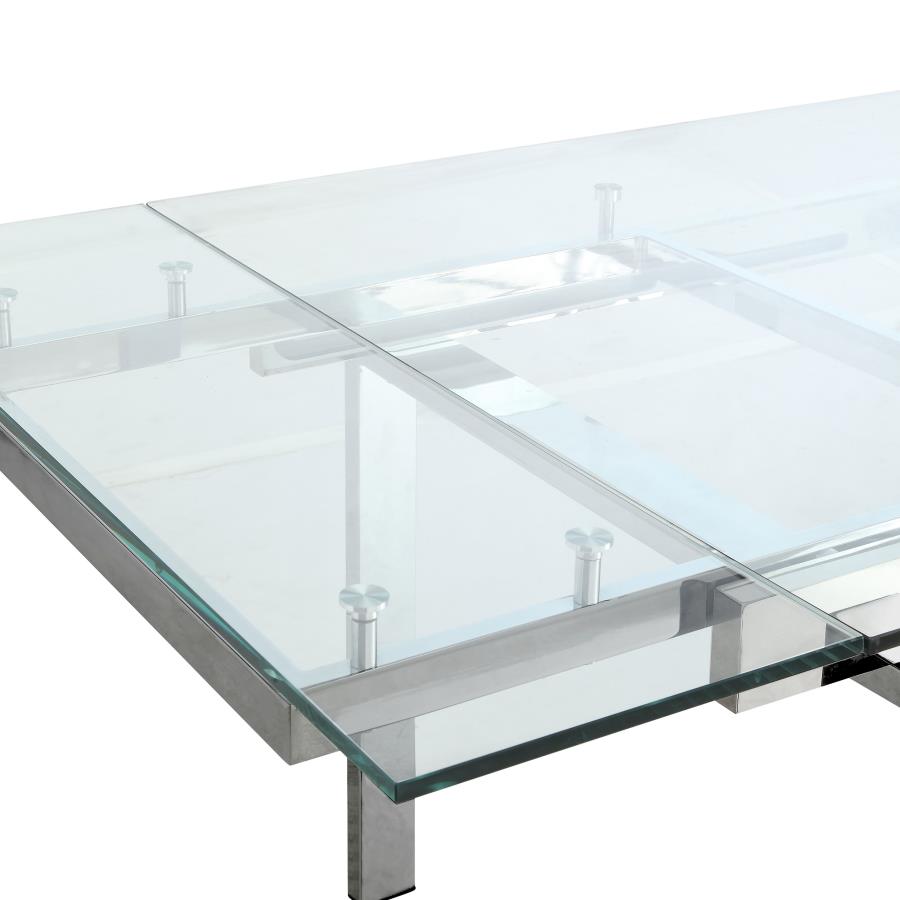 (image for) Wexford 87-inch Glass Top Extension Leaf Dining Table Chrome