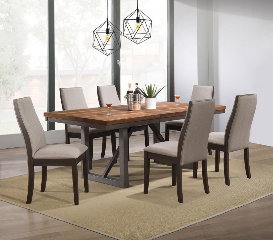 (image for) Spring Creek 7-piece Rectangular Dining Table Set Taupe - Click Image to Close