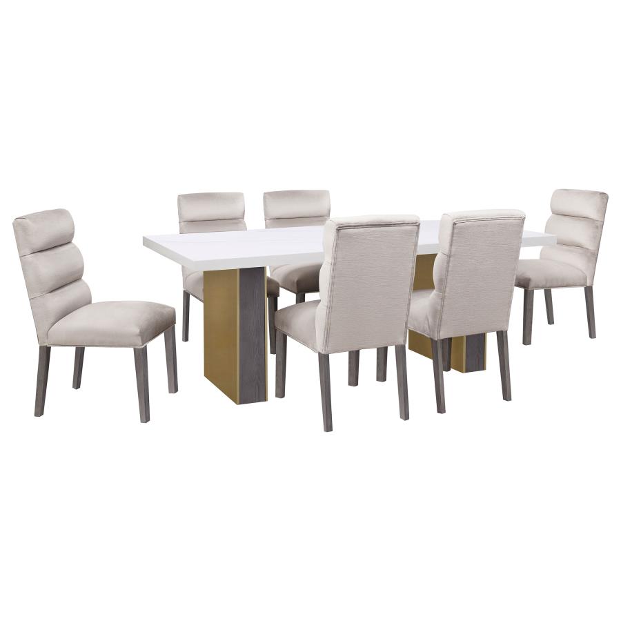 (image for) Carla Velvet Upholstered Dining Side Chair Stone (Set of 2)