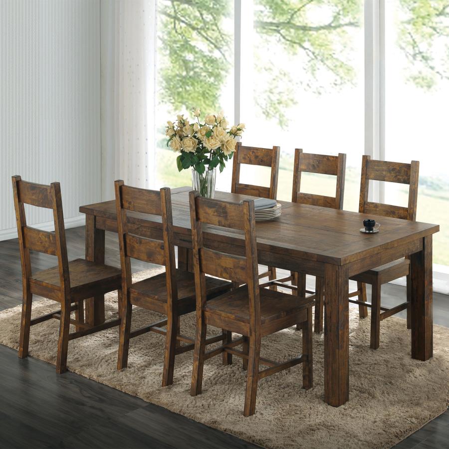 (image for) Coleman 7-piece Rectangular Dining Set Rustic Golden Brown - Click Image to Close