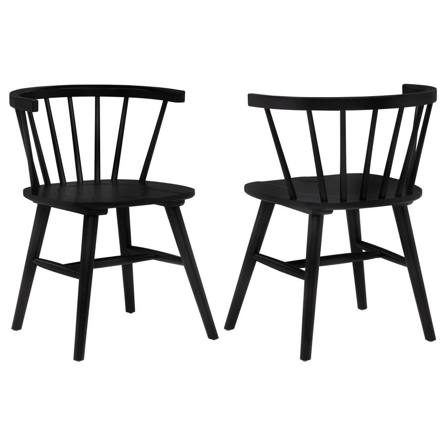 (image for) Jeffries Windsor Wood Dining Side Chair Black (Set of 2)