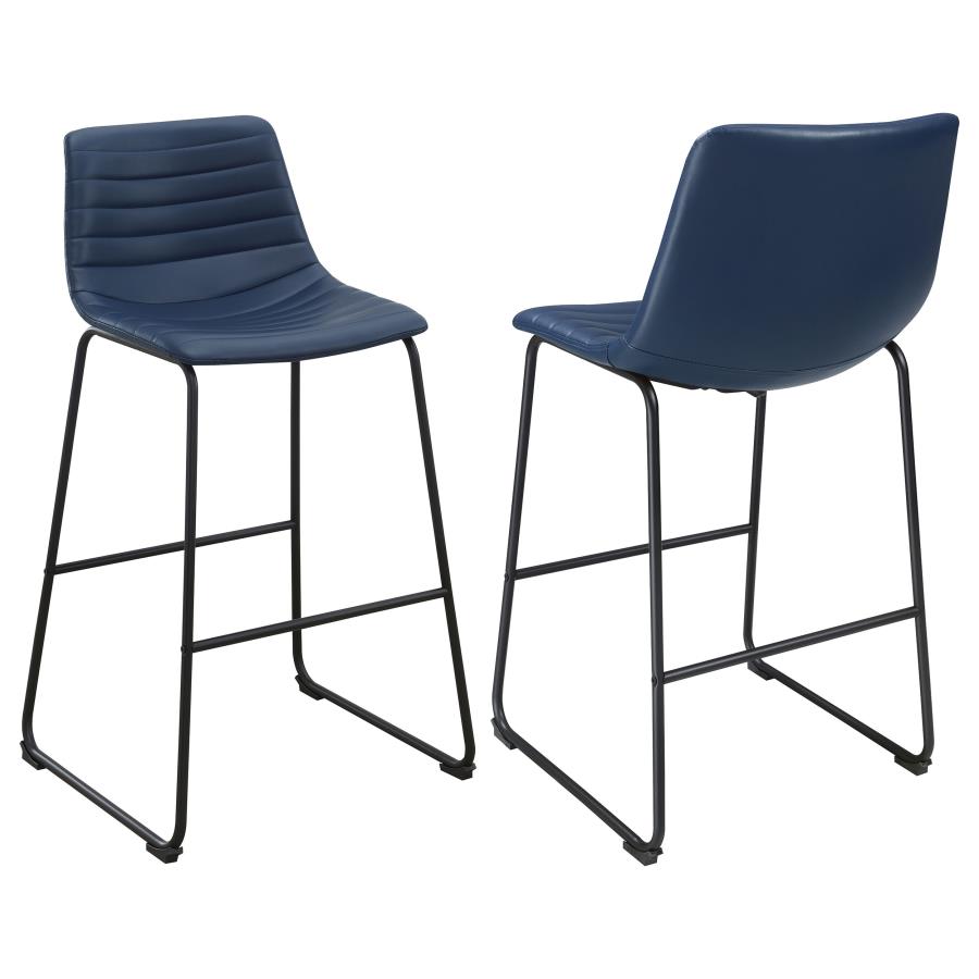 (image for) Zuni Faux Leather Upholstered Bar Chair Blue (Set of 2)