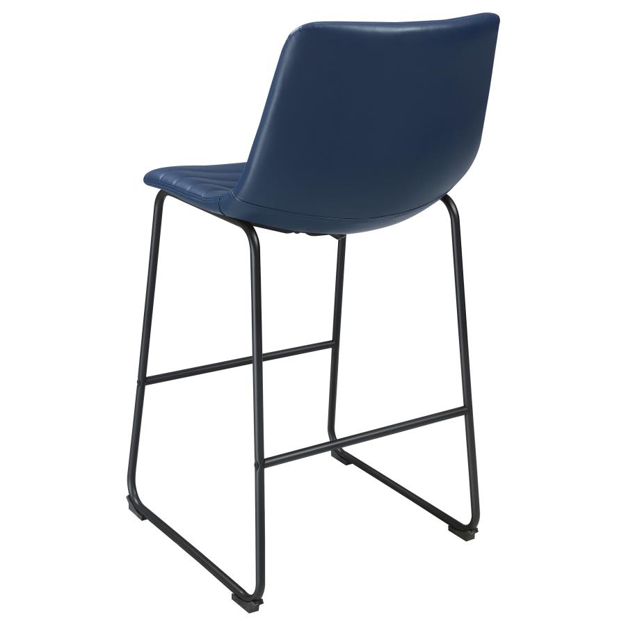 (image for) Zuni Faux Leather Upholstered Bar Chair Blue (Set of 2)